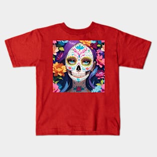 Skull flower cute design Kids T-Shirt